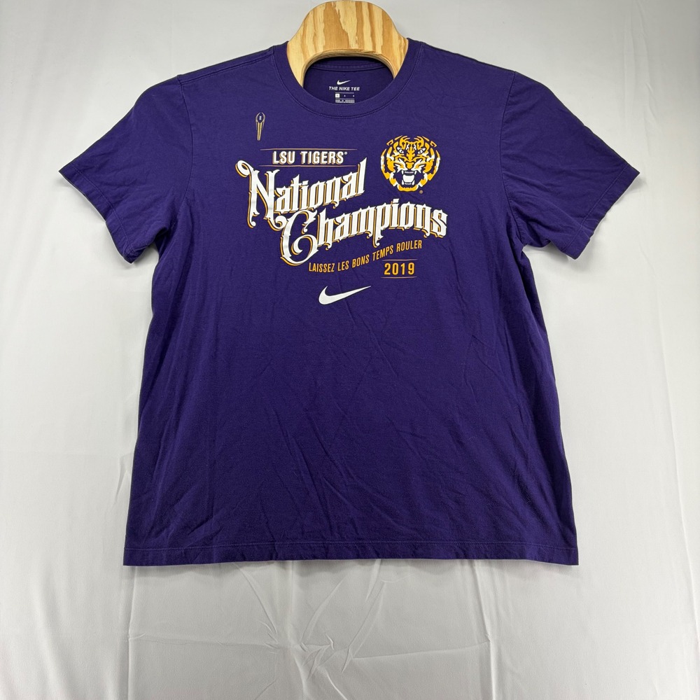 Nike LSU Tigers 2019 National Champions T-Shirt Purple Mens Large NCAA Football